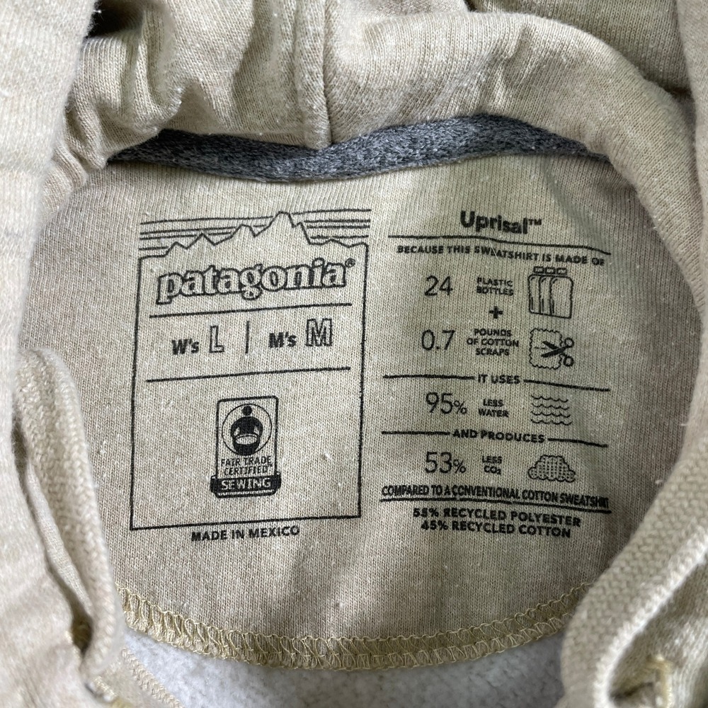 Patagonia Line Logo Ridge Stripe Uprisal Tan Hoodie Sweatshirt Women's LARGE - Picture 9 of 11